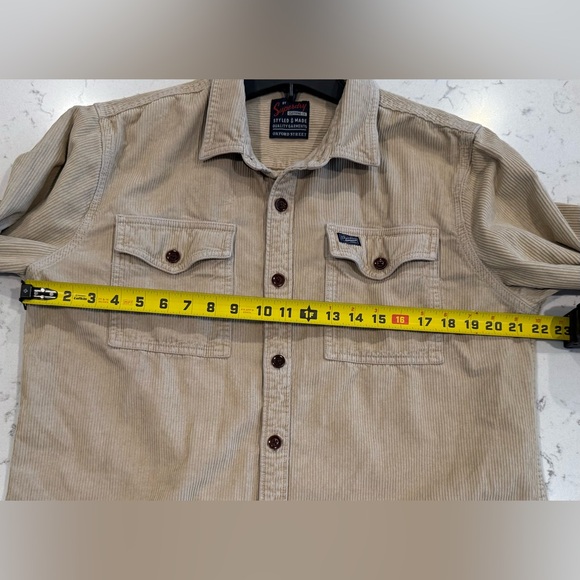 Superdry Mens Shirt Large Tan Cord Corduroy Field Shirt Overshirt Workwear XL - Picture 3 of 7